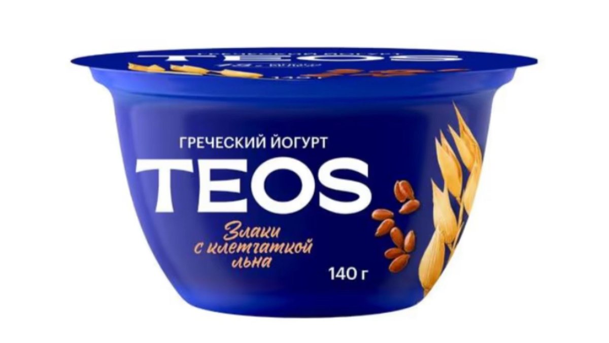 Йогурт греческий teos злаки с клетчаткой льна 2% 140 г