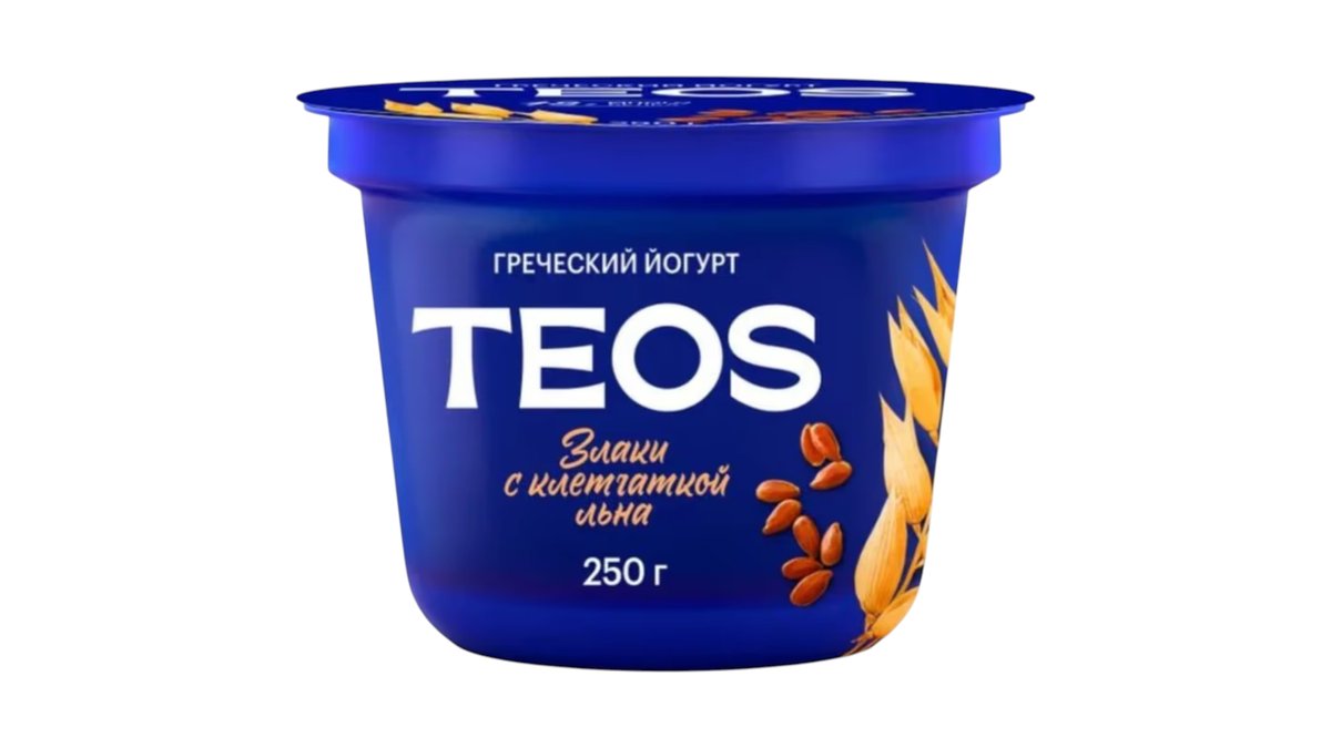 Йогурт Teos греческий Злаки с клетчаткой льна 2% 250 г