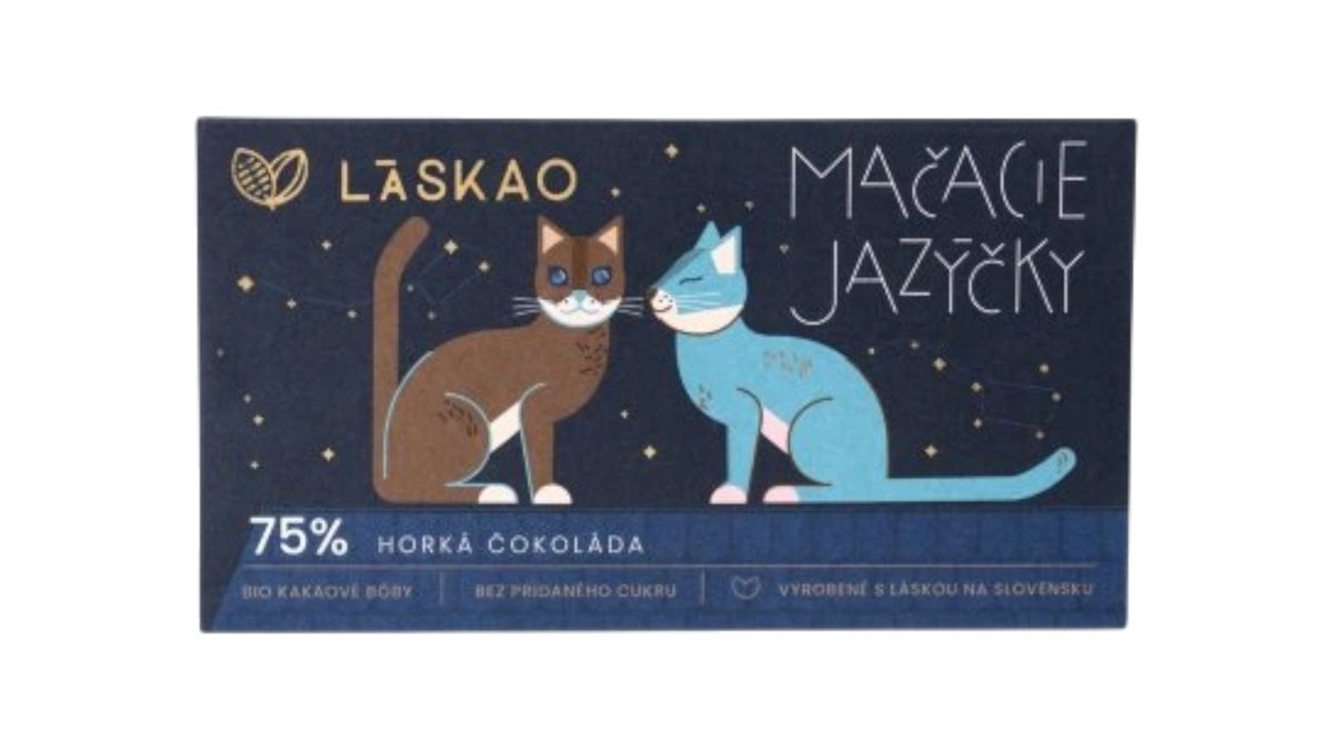 Láskao Mačacie jazýčky 75% horká čokoláda, 80 g