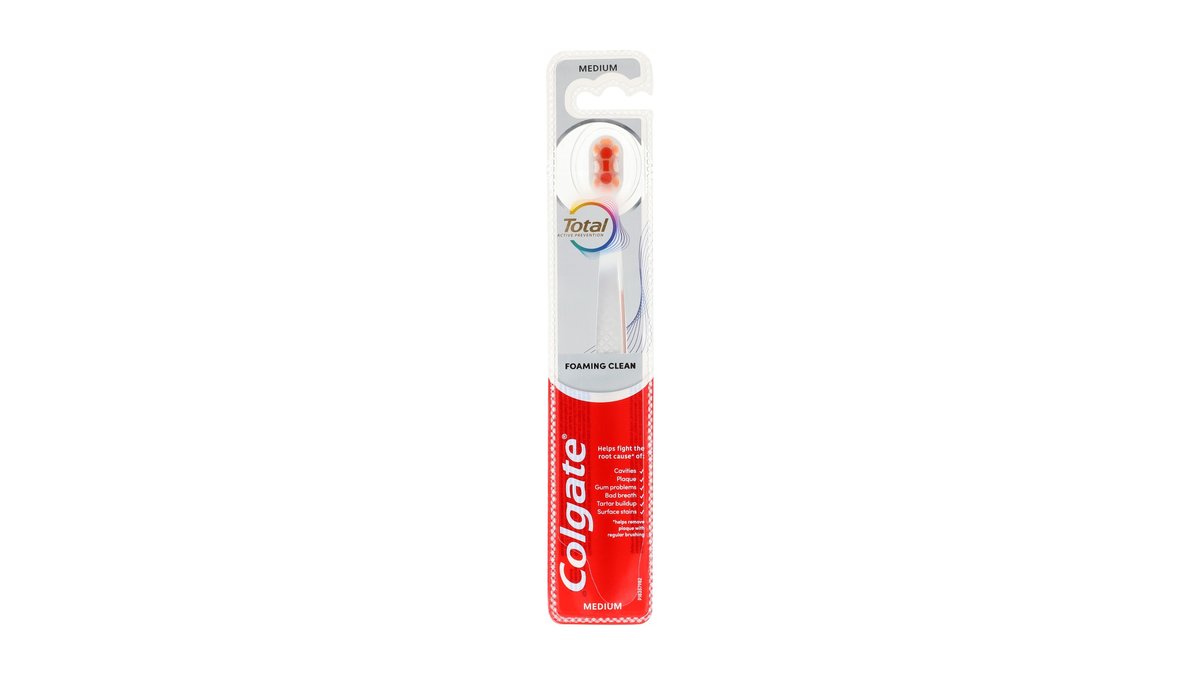 Tandbørste Total Foaming Clean medium, Colgate