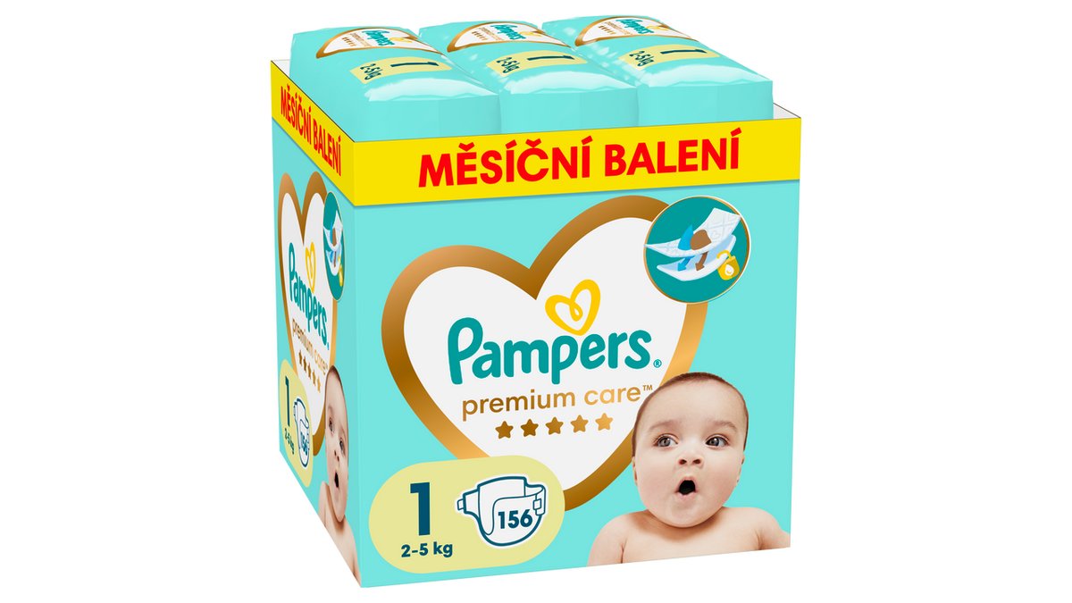 Pampers Premium care plenky, vel. 1, 2kg-5kg, 156 ks