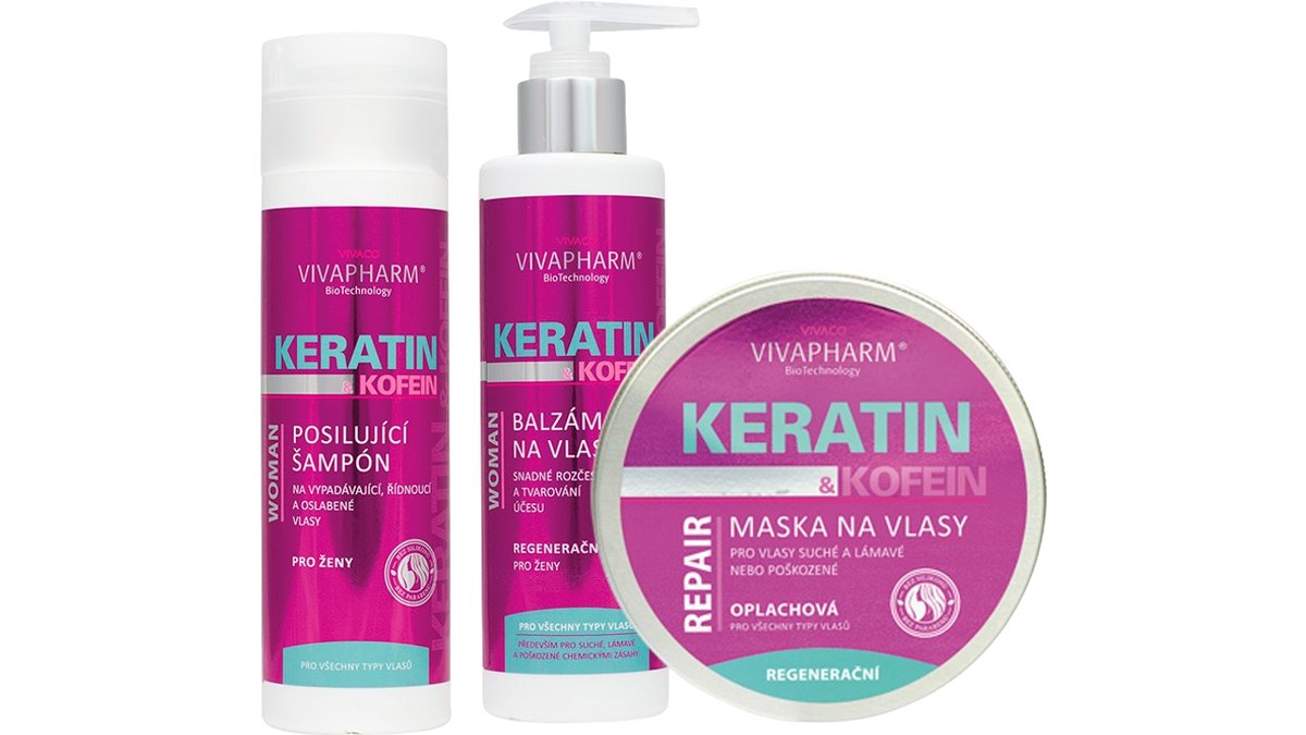 VivaPharm Vivaco Dárková kazeta keratin a kofein