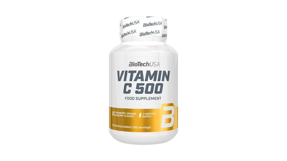 BioTech USA Vitamin C 500 120 žuvacích tabliet jahoda-čučoriedka-pomaranč