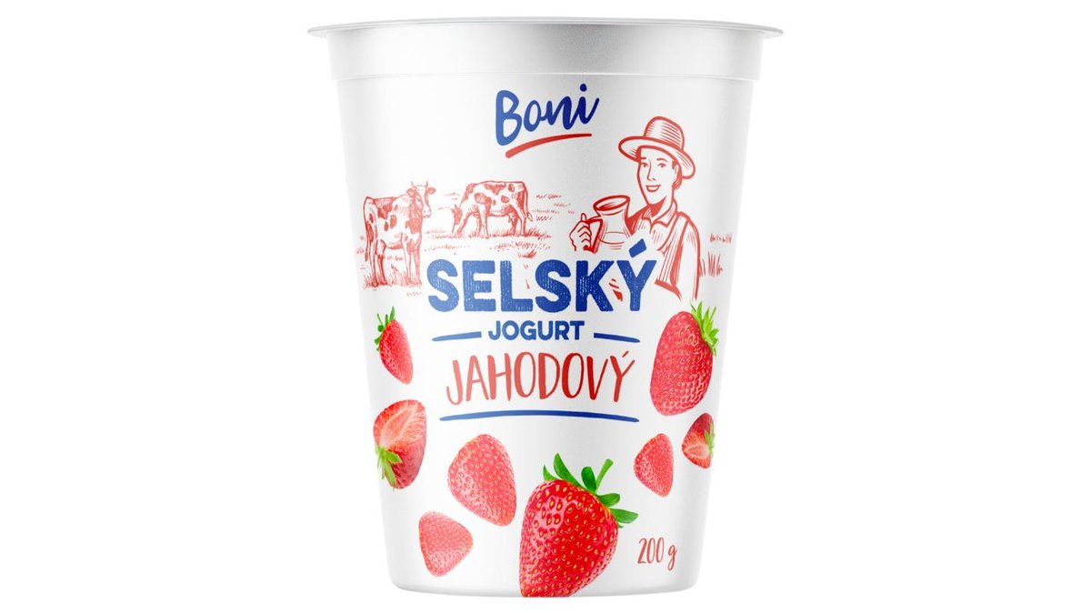 Boni Selský jogurt jahodový 200g