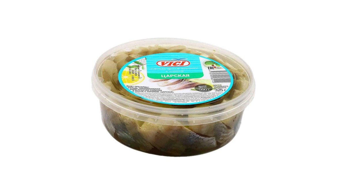 Филе сельди кусочки Vici Царское в масле с укропом 400 г