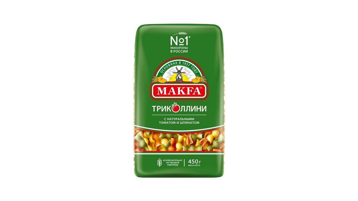 Макароны Макфа триколлини томат-шпинат 450 г