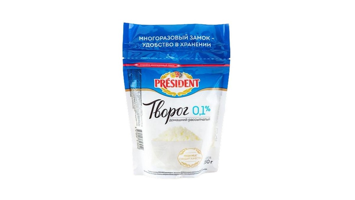 Творог President Домашний рассыпчатый 0,1% 350 г