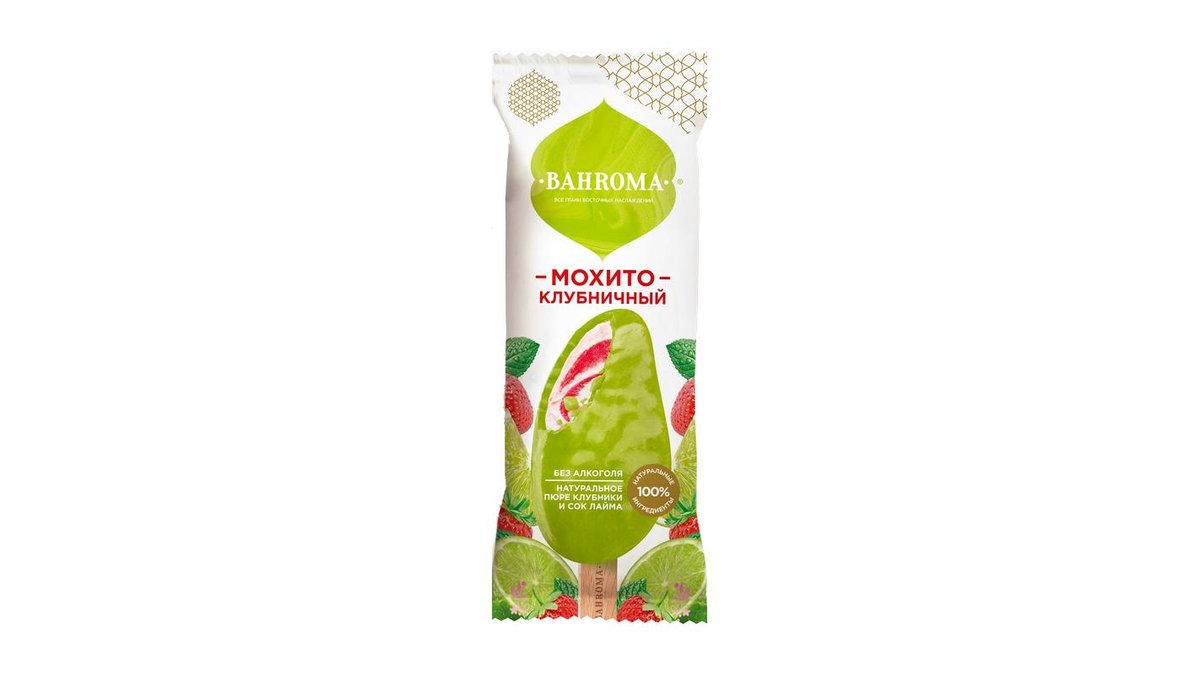 Мороженое bahroma клубника мохито мол эскимо 75г фл/п