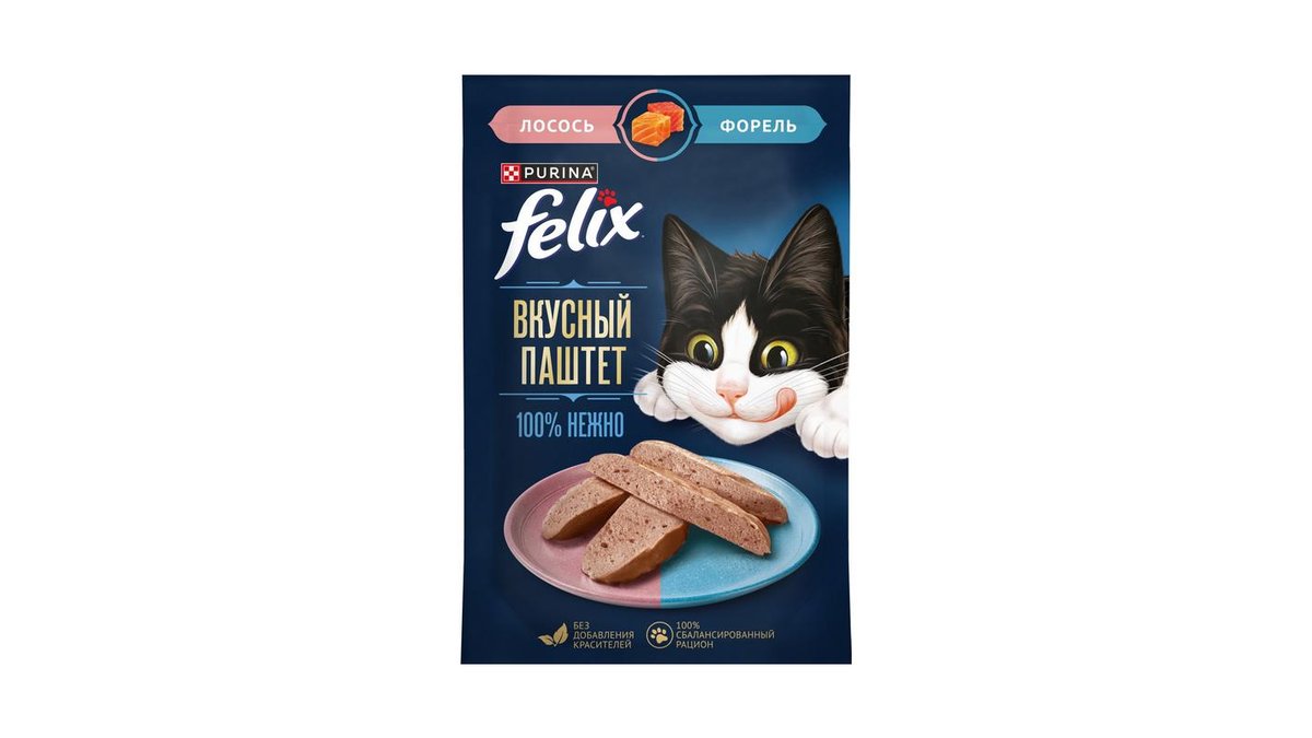 Корм для кошек Felix Паштет лосось и форель 75 г