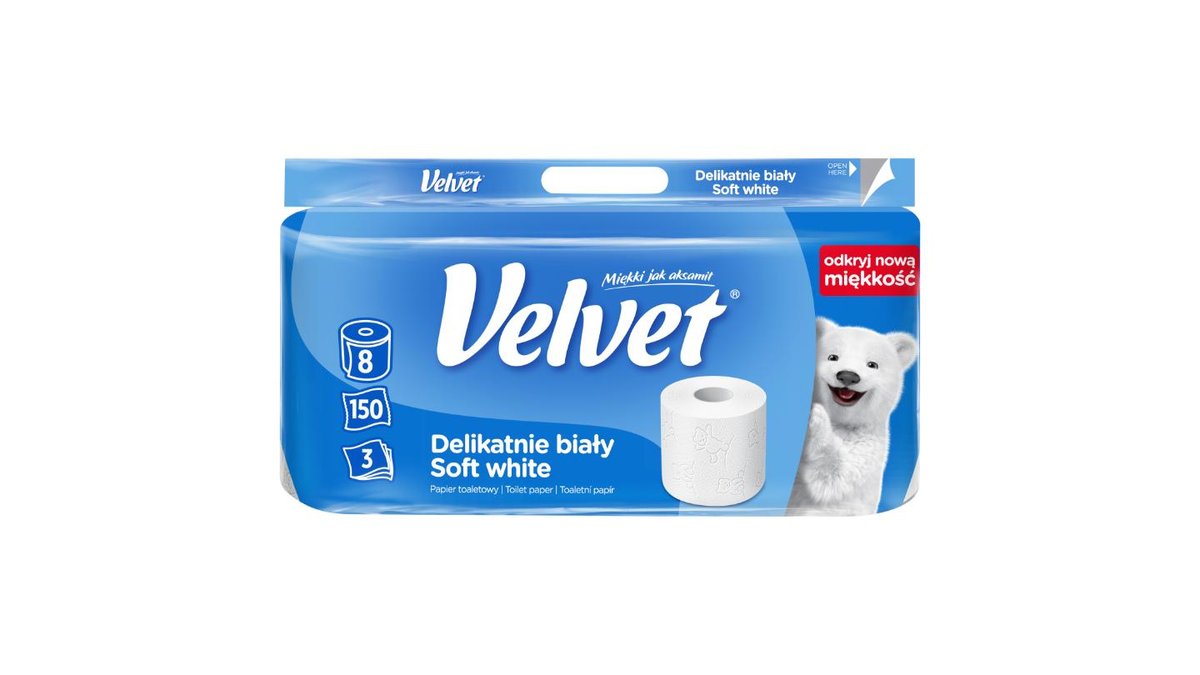 Velvet Papier toaletowy delikatnie biały 8 rolek