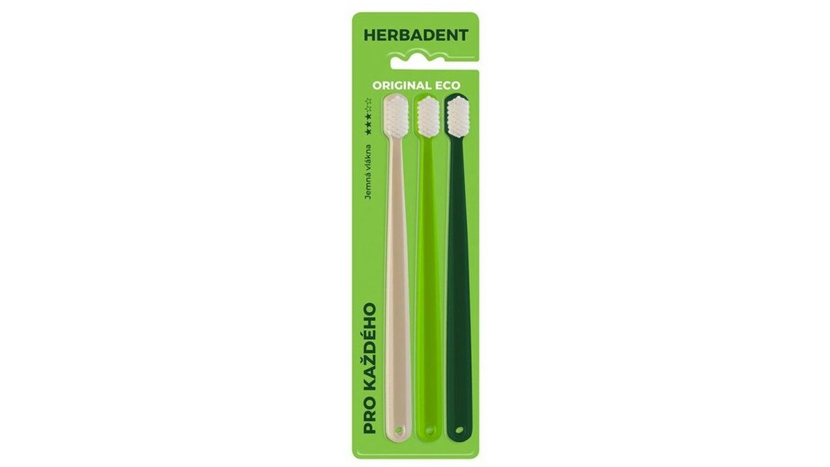 Herbadent Original ECO 3* Tripplepack zubní kartáček, jemná vlákna 