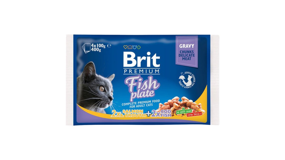 Brit Premium Cat kapsa Fish Plate 4 x 100 g