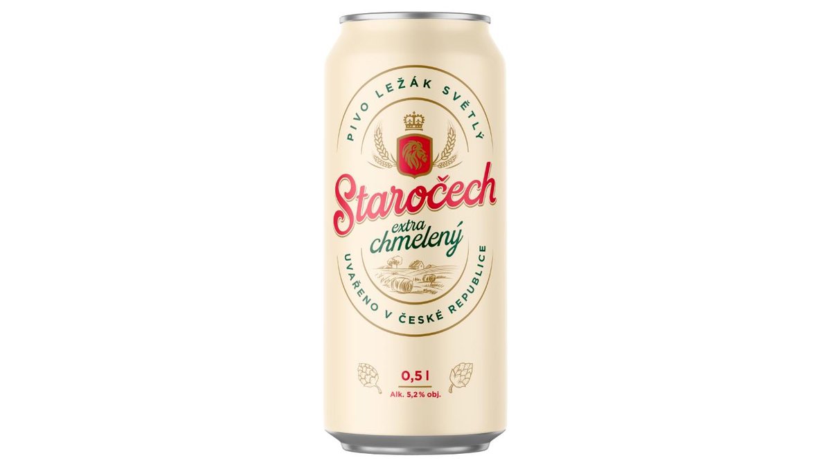 Staročech Pivo ležák světlý extra chmelený 0,5l