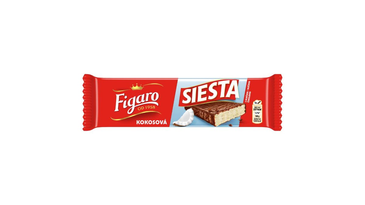 Figaro Siesta Kokosová Oplatka v čokoládě Samostatné balení 45 g