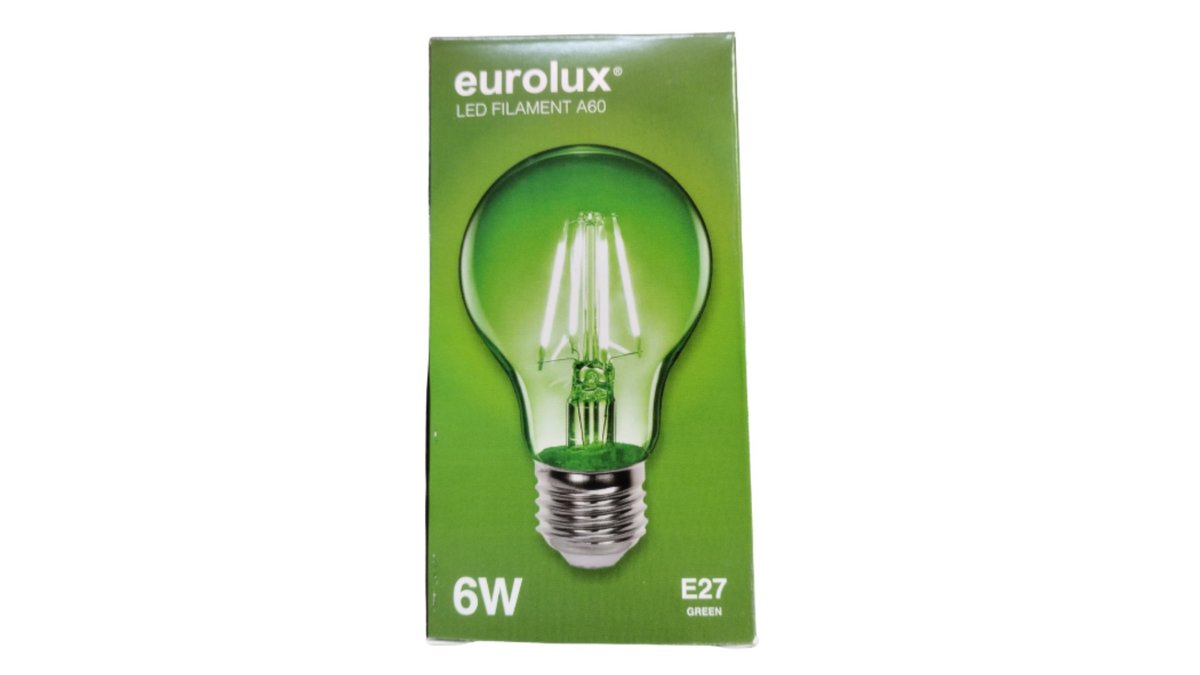 נורת לד פחם Eurolux ירוקה 6W | דגם LED FILAMENT A60 | תאורת אווירה מעוצבת | הברגה E27 סטנדרטית