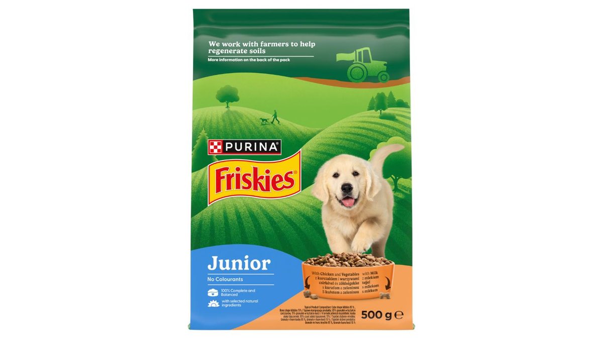 Friskies 5 Promises Junior Karma dla szczeniąt z kurczakiem i warzywami z mlekiem 500 g