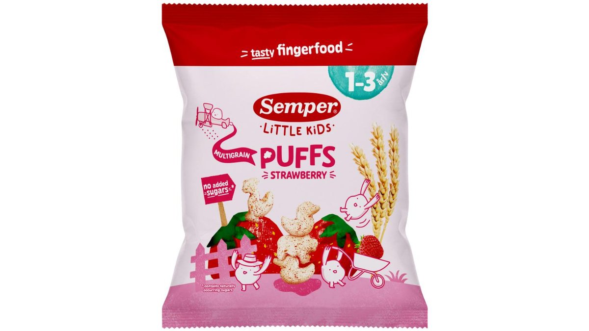 Semper Multigrain Puffs Strawberry luomunaksu 1-3v 18g