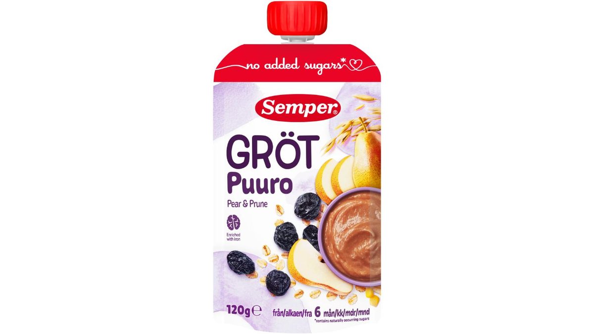 Semper Ätklar Gröt Päron & Katrinplommon 6 mån, 120 g