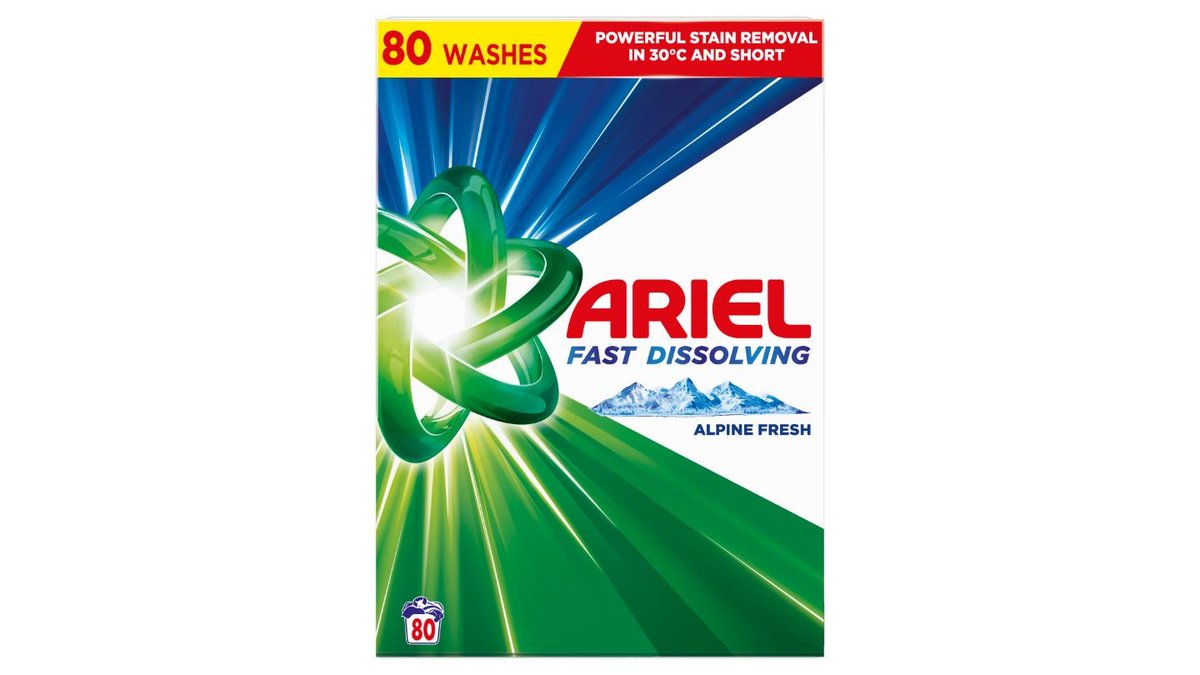Ariel Alpine Fresh Prášok Na Pranie, 4.4 kg, 80 Praní
