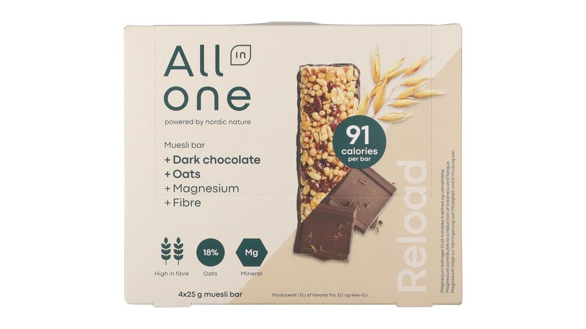 Müslibarer m. mørk chokolade, All in One Reload