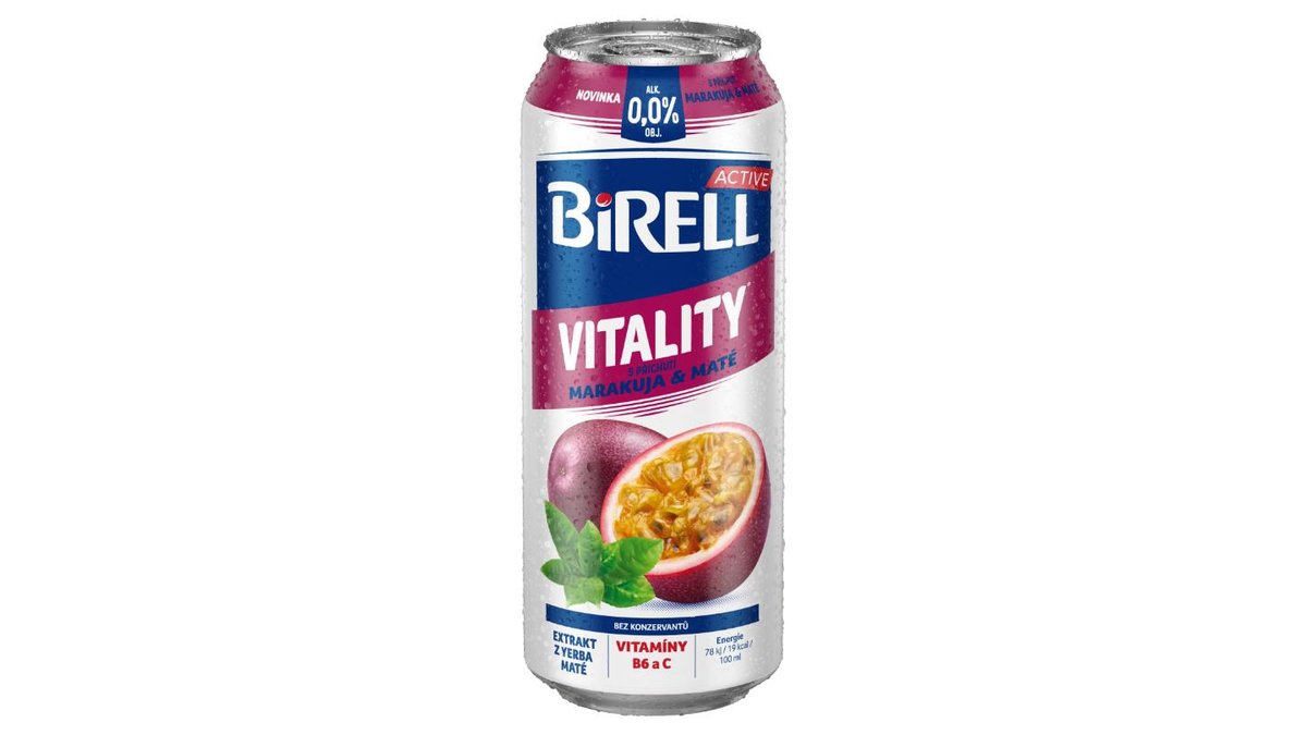Birell Active Vitality s příchutí marakuja & maté 0,5l
