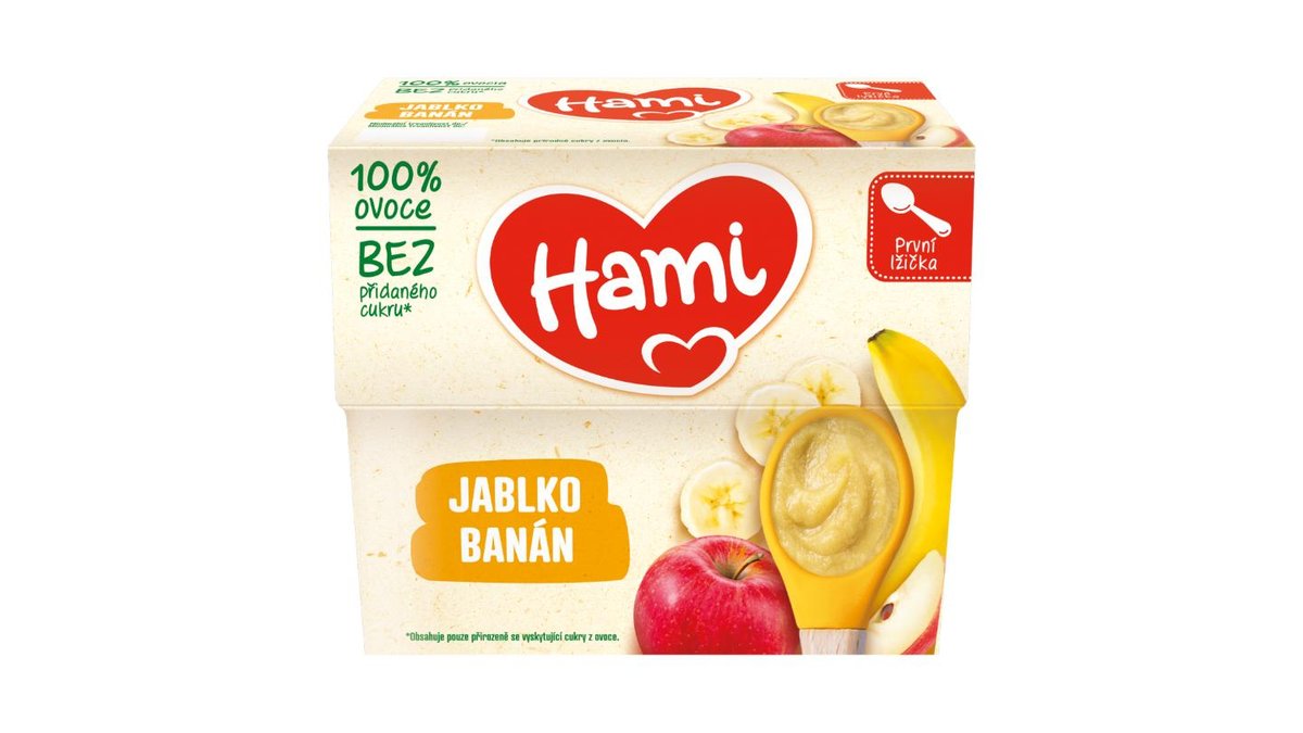 HAMI ovocný príkrm Jablko a banán 4x100g