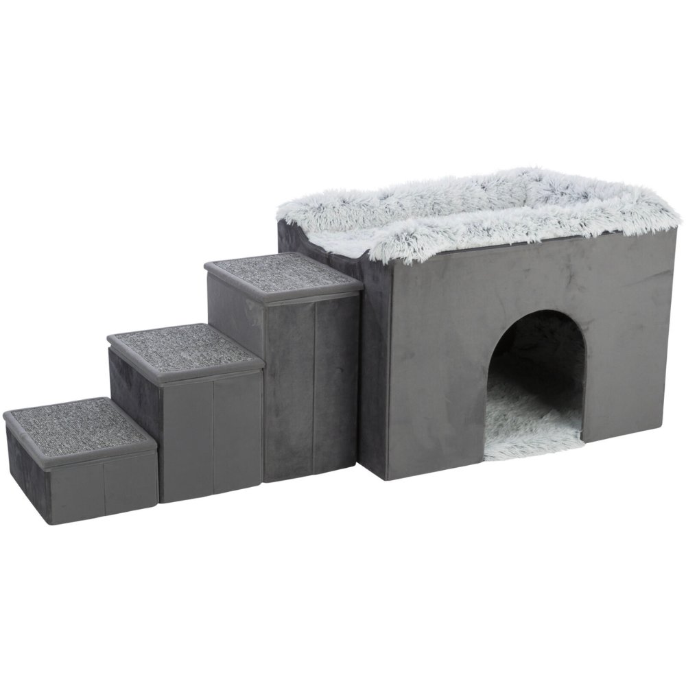 Harvey cave with steps, 135  47  50 cm, grey/white-black