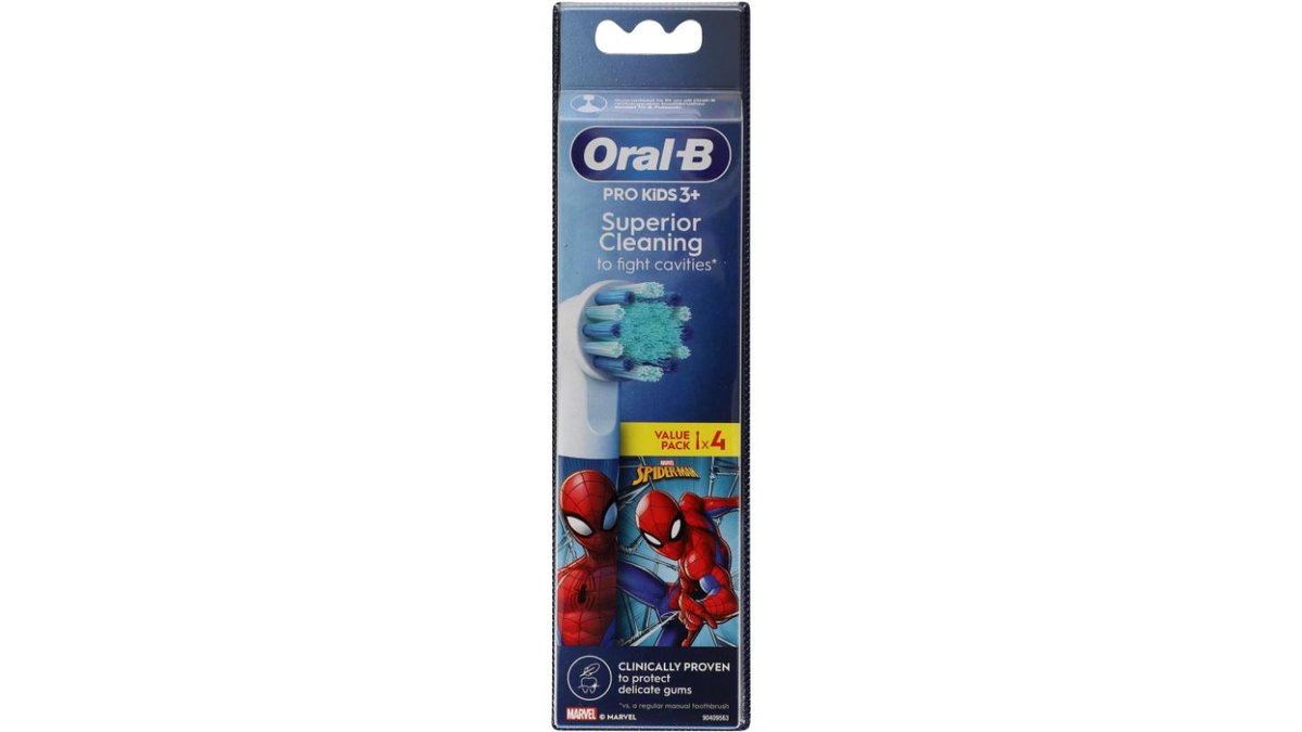 Oral-B Elektrisk tandbørste udskiftningshoveder Kids Spider‑Man 4 stk., Oral‑B 4 stk.