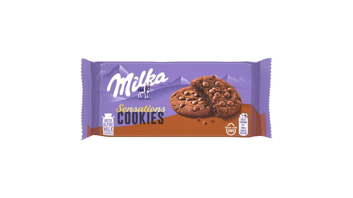 Milka Sensations Cookies ciasteczka z czekoladowym nadzieniem i kawałkami mlecznej czekolady - 156 g