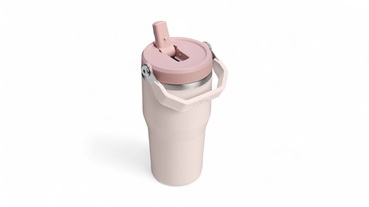 Stanley Termokrus m. sugerør & håndtag 600 ml i lyserød, Stanley 600 ml