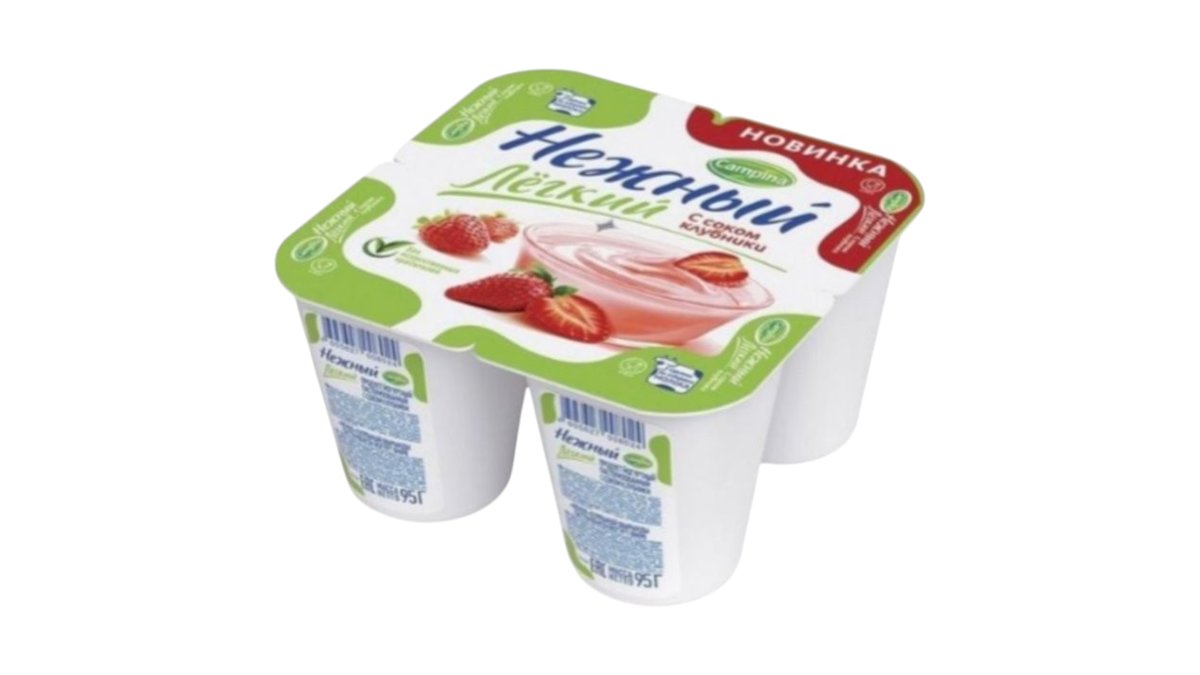 Йогурт Campina нежный лайт клубника 0.1% 95 г