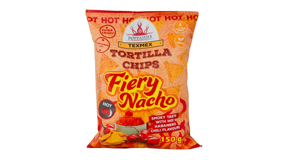 Poppamies Texmex Tortilla Chips Fiery Nacho 150g