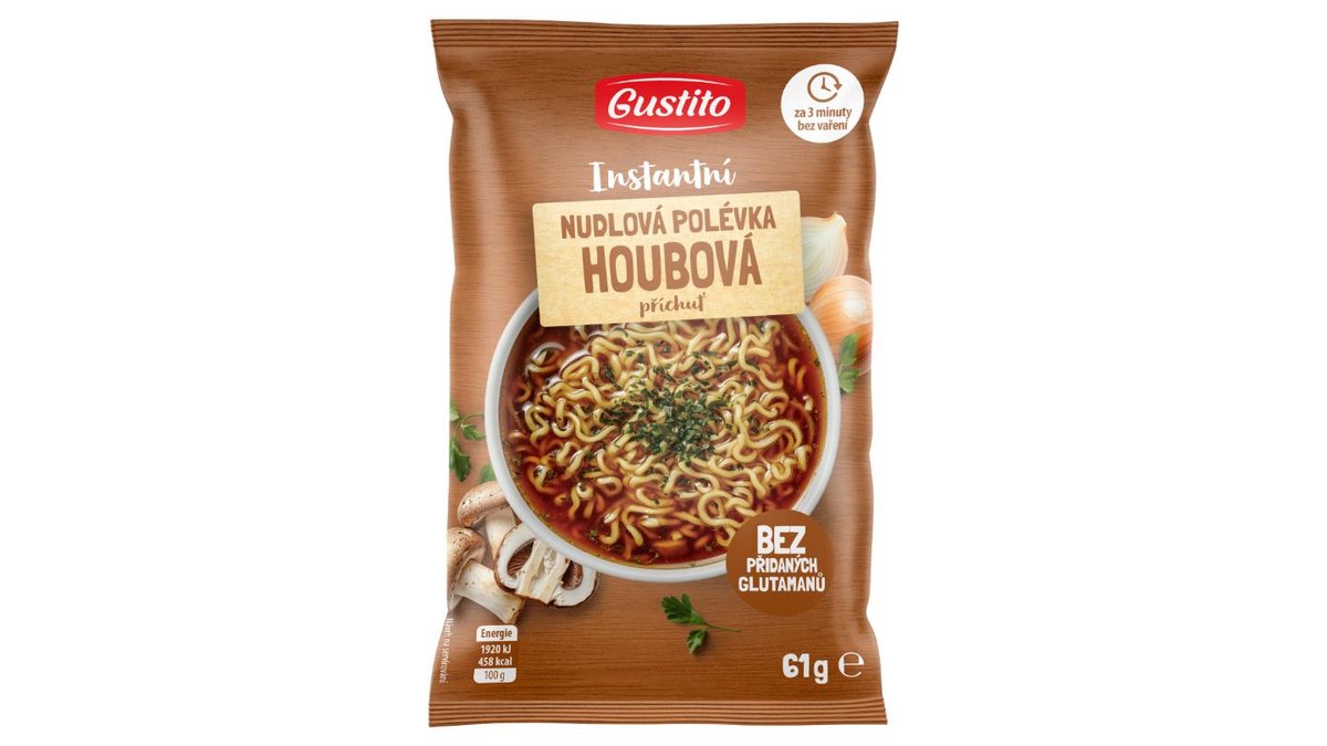 Polévka instantní nudlová Gustito s houbovou příchutí