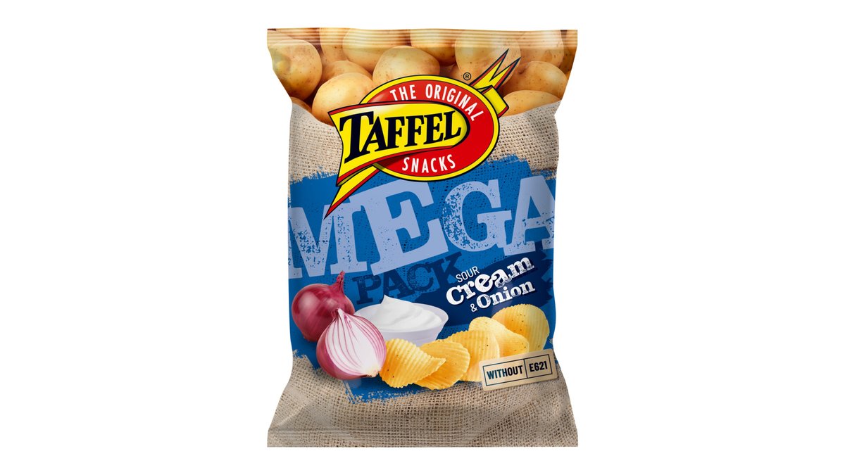 Grietinės ir svogūnų skonio bulvių traškučiai TAFFEL Mega Pack, 250 g ...