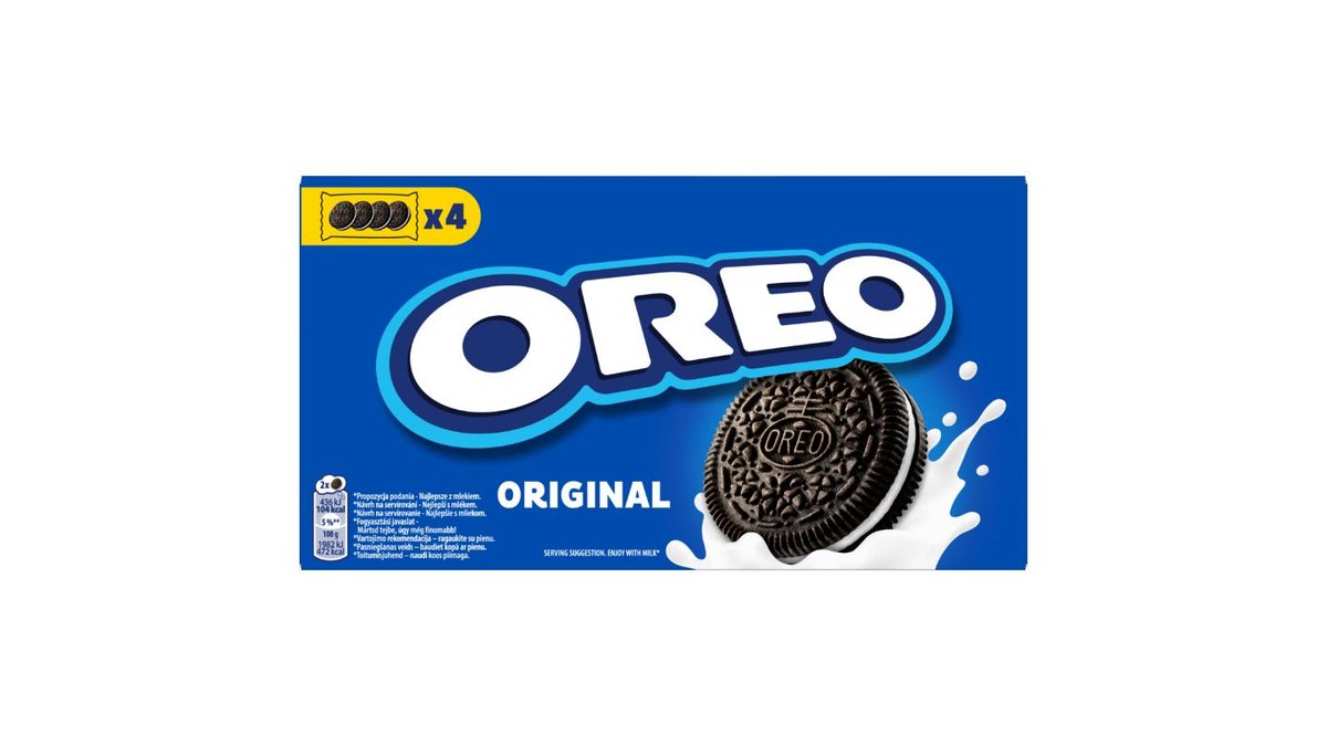 Náhled kategorie OREO Original vanilkové sušenky s náplní vhodné pro vegetariány 16 sušenek 176 g