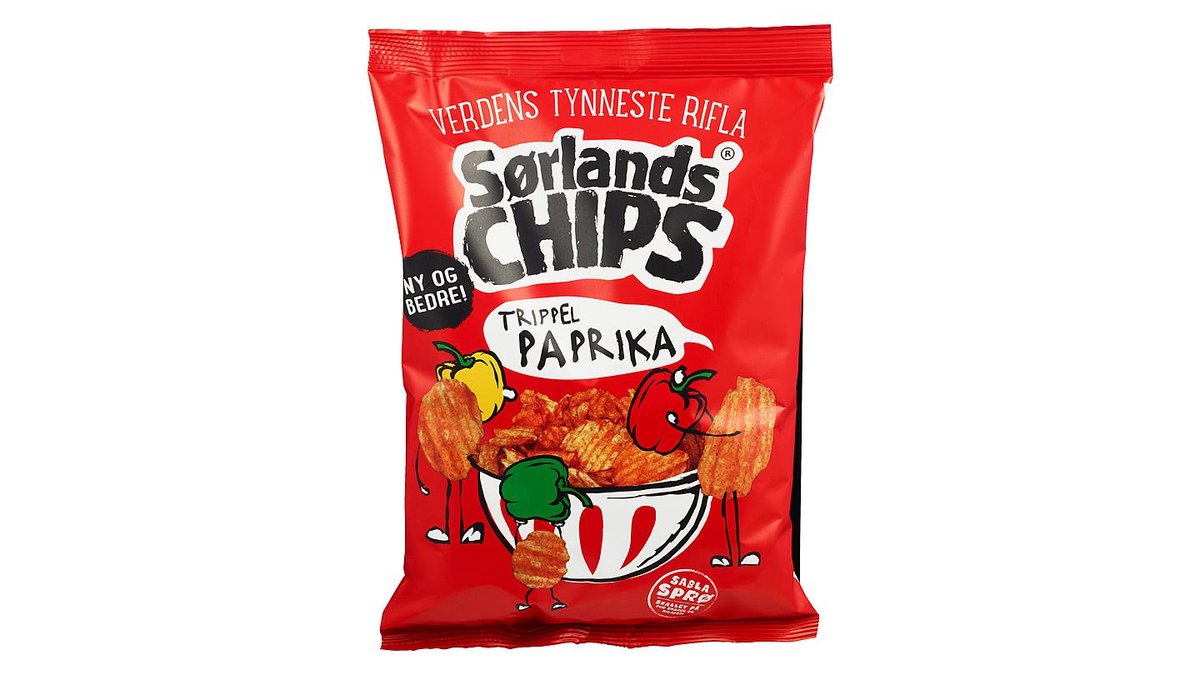 Sørlandschips Rifla Trippel Paprika, 240 g