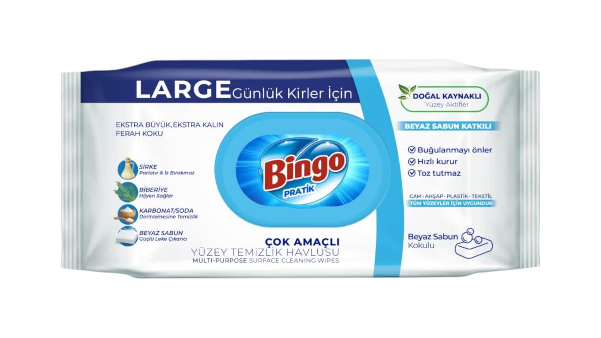 Bingo Yüzey Salfeti Bəyaz Sabun 96əd.