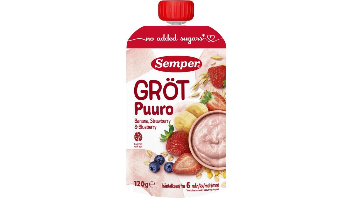 Grødsmoothie m. jordbær & banan, Semper