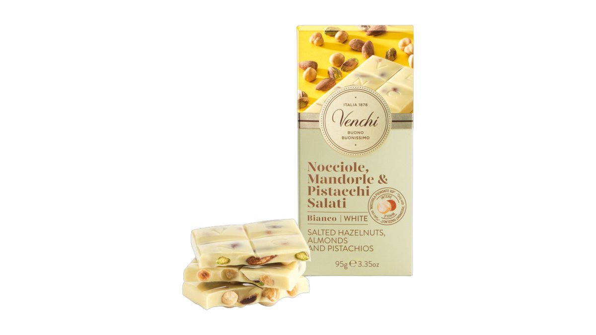 Hvid chokoladebar m. saltede nødder, Venchi