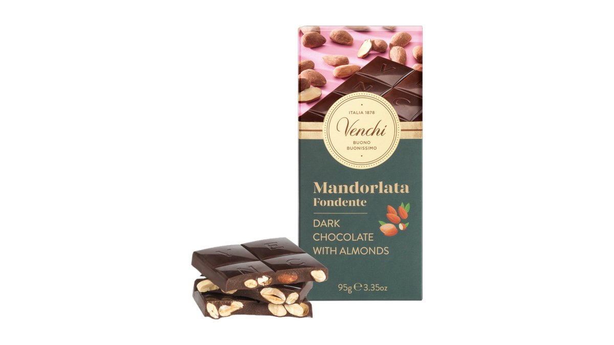 Mørk chokoladebar m. ristede mandler, Venchi
