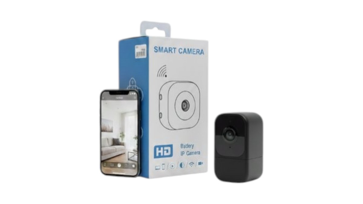 מצלמת אבטחה חכמה SMART IP CAMERA בצבע שחור | מצלמת HD אלחוטית עם סוללה נטענת | מצלמת Wi-Fi קומפקטית לצפייה מרחוק מהנייד | טמבוריית שפירא 📷🖤