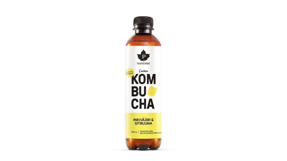 Puhdistamo Kombucha Inkivääri + Sitruuna Luomu, 400ml