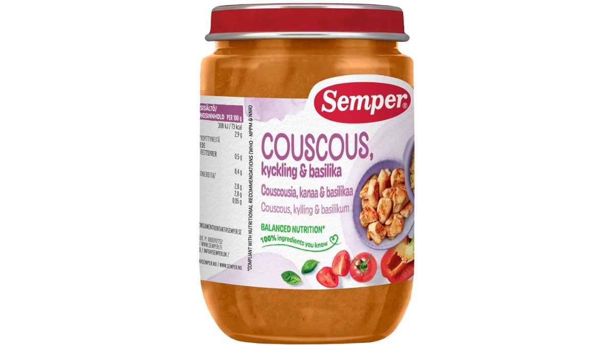 Babymad m. couscous, kylling & basilikum, Semper