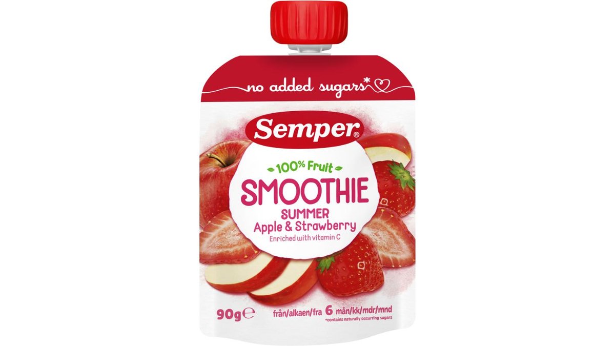 Smoothie m. Æble & Jordbær, Semper
