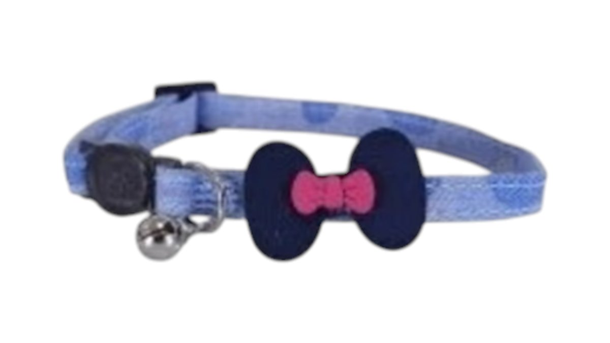 Rosewood - Designer Cat Collars Denim Navy Bow