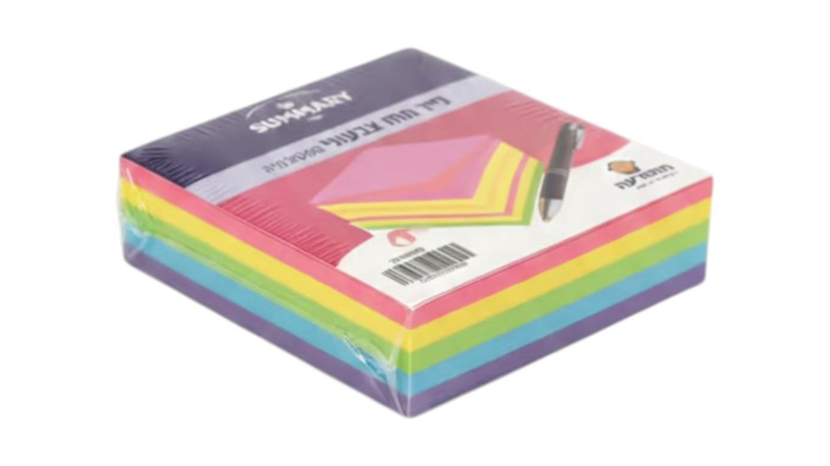 נייר ממו דביק צבעוני | מדבקות תזכורת (Sticky Notes) | צבעים בולטים שלא מפספסים | נדבק בקלות וניתן להסרה ללא סימנים | לבית ולמשרד