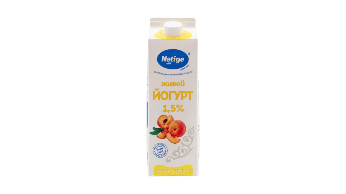 Йогурт natige живой 900гр 1,5% персик абрикос