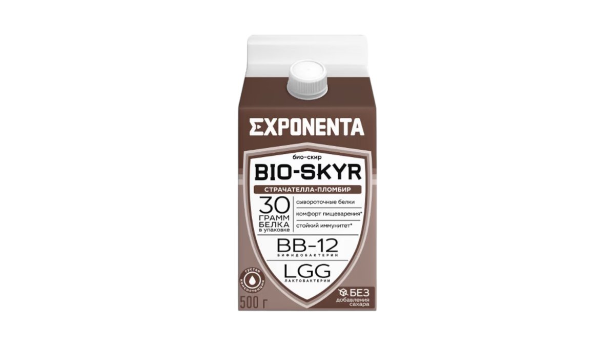 Напиток кисломолочный Exponenta bio-skyr страчателла пломбир 500г т/п