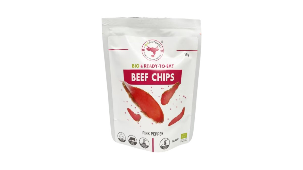 BIO hovädzie sušené mäso (PINK PEPPER - Ružové korenie)