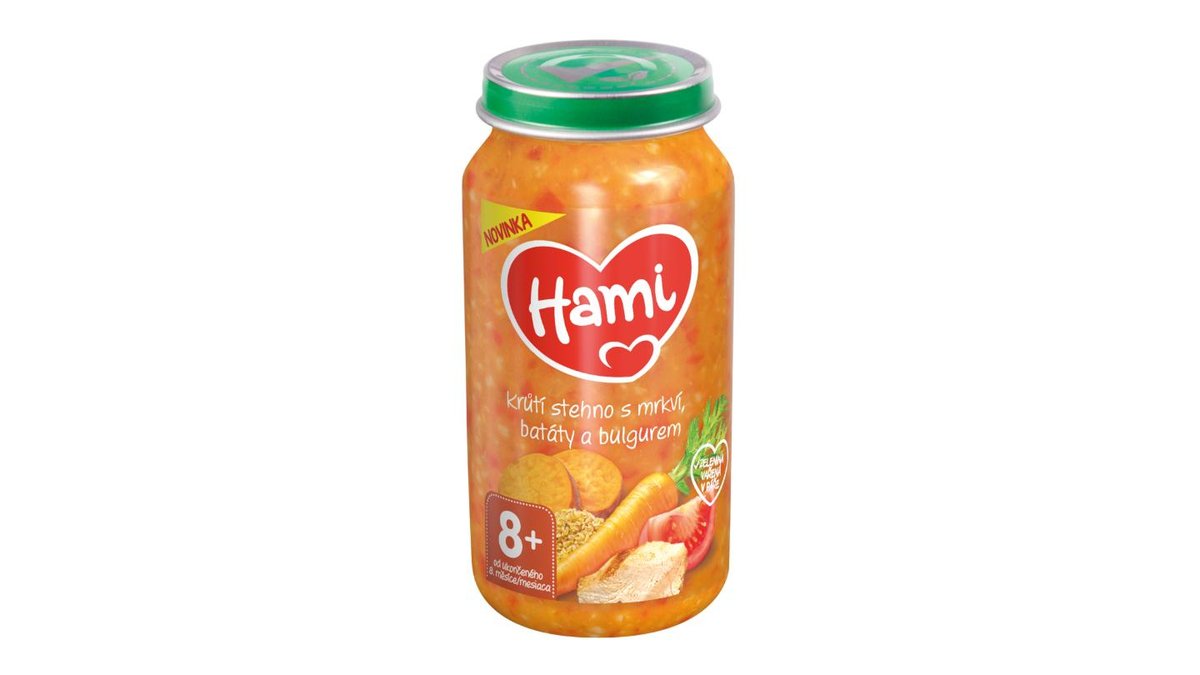 HAMI masozeleninový příkrm Krůtí stehno s mrkví, batáty a bulgurem 250g